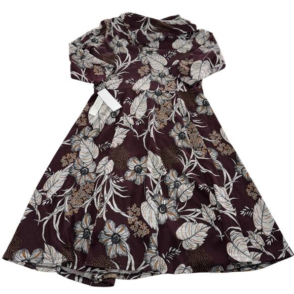Signature by Robbie Bee Dress Womens Petite Medium Wine Floral‎ Cowl Neck PM NWT - Picture 2 of 10